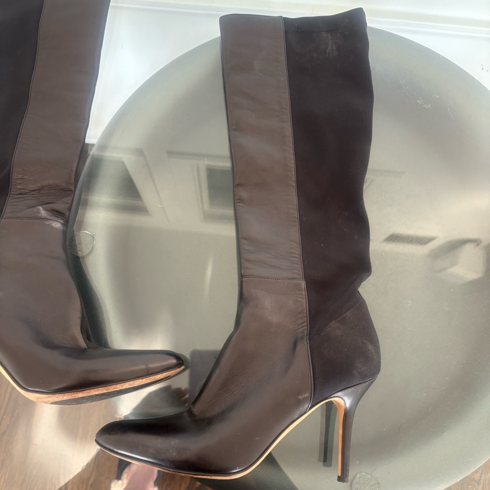 JIMMY CHOO Romy Black Leather Knee-High Boots Size 39 - Picture 2 of 7